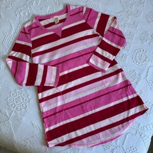 Faded Glory womens size small/medium pink striped fleece night gown pajama shirt